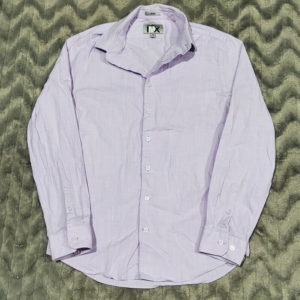 Express Mens Size M Light Purple Fitted Long Sleeve Button Up Shirt